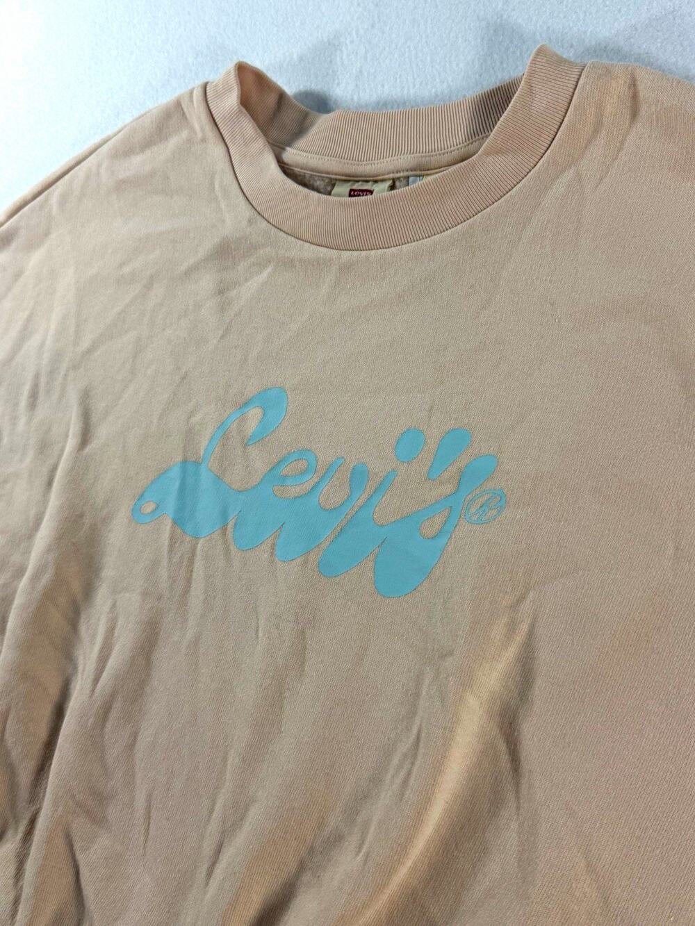 Levi's XL Beige Logo Oversized Cropped Sweatshirt